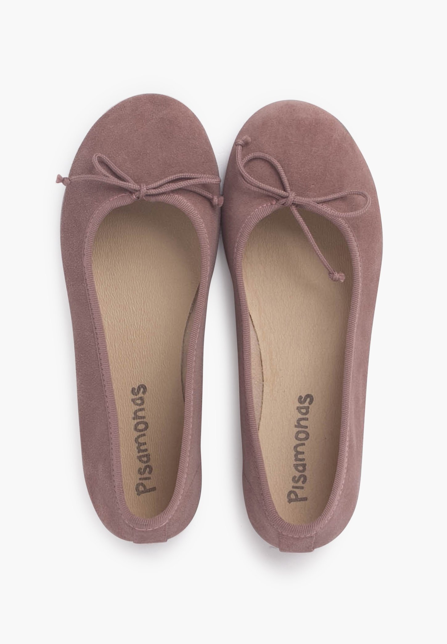 Sapatilhas de balé Pisamonas MANOLETINA SUEDE FINE BOW - rosa claro