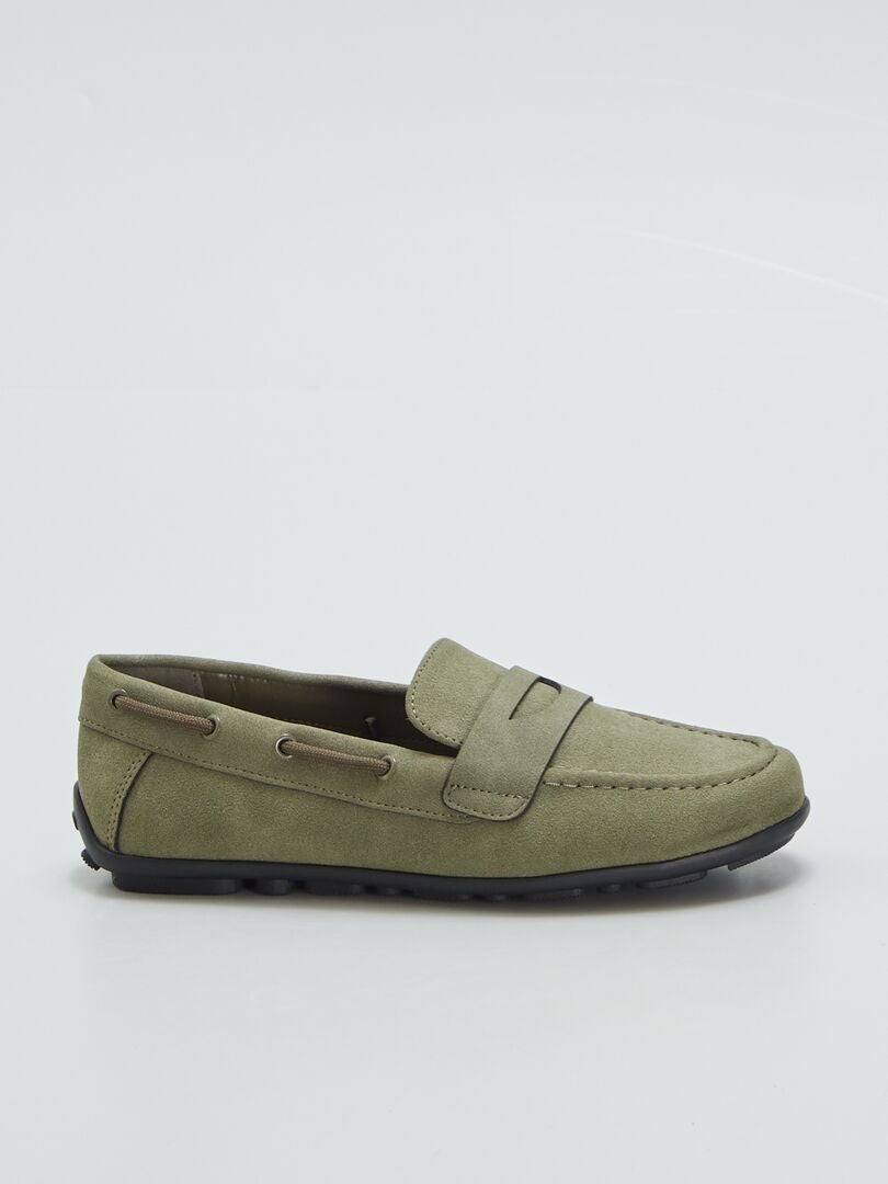 Mocassins de camurça sintética - Cáqui