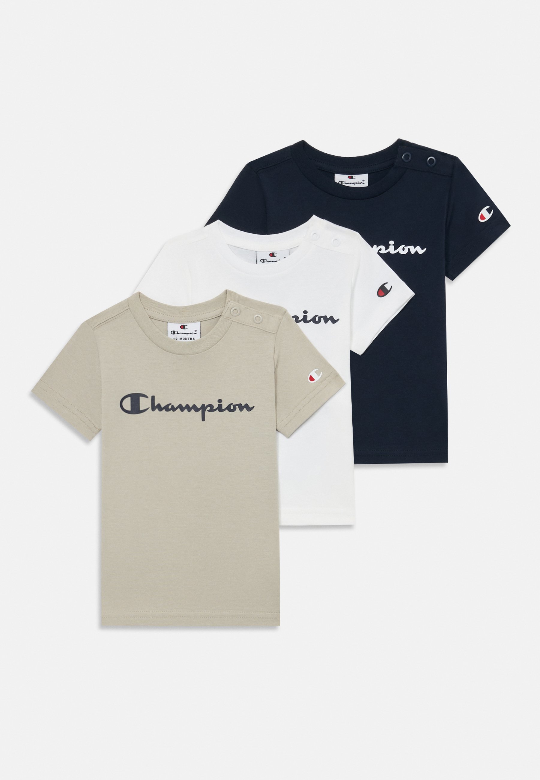 Champion ICONS CONTRAST CREW NECK UNISEX 3-PACK - T-shirt met print - donkerblauw/wit