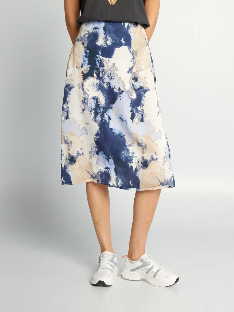 Falda midi tie-dye - AZUL