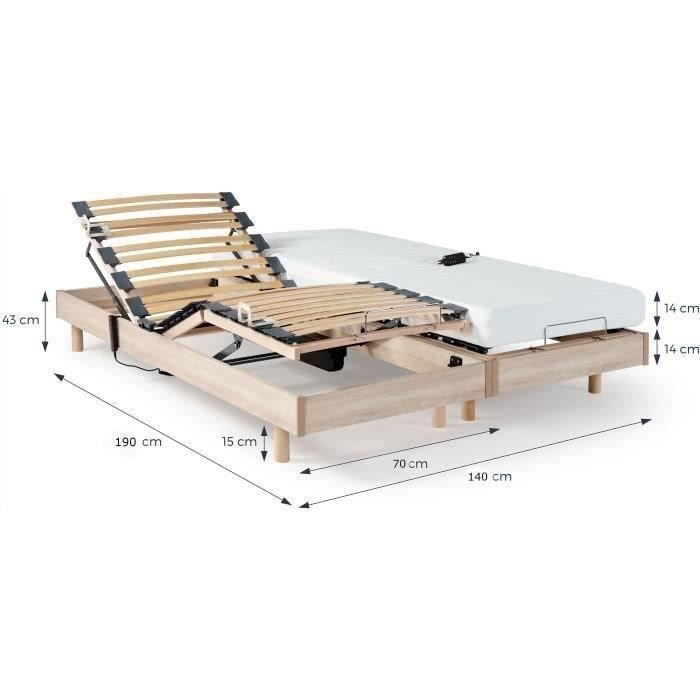 Ensemble relaxation matelas + sommiers électriques 2x70x190cm - Mousse - Ferme - TALCA Fabrication française