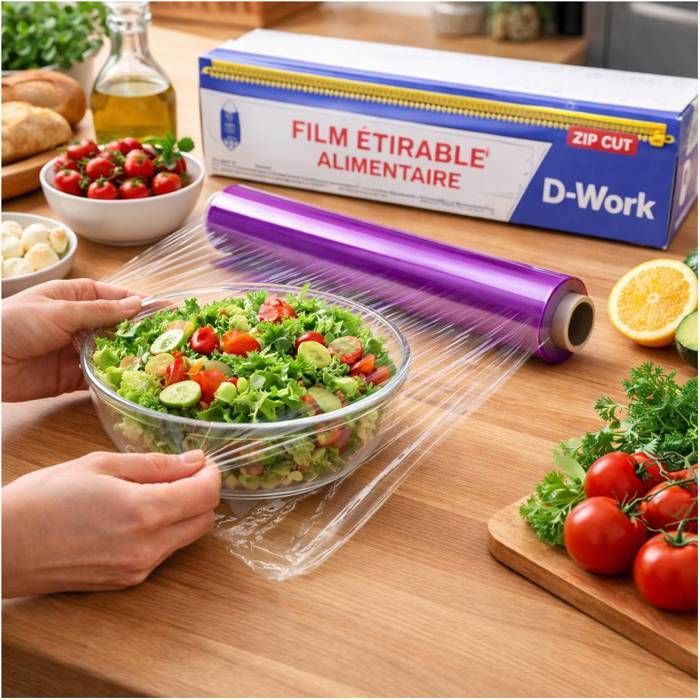 D-Work 30cm x 300M Clear Food Wrap Roll with Zipper in Dispenser Box - D-Work