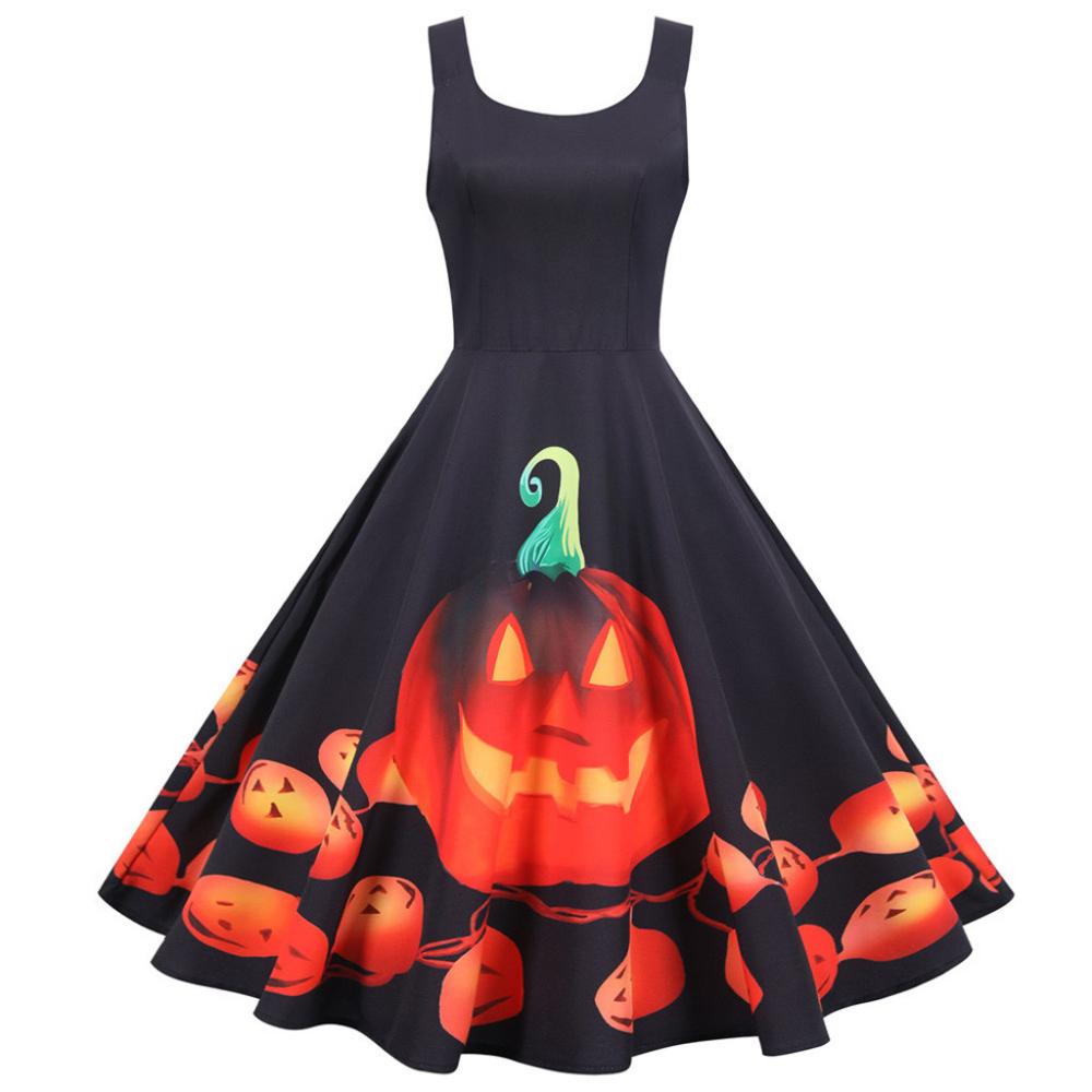 Robe de soirée déguisée pour Halloween, sans manches, col rond, style pin-up vintage, L'Étrange Noël de Monsieur Jack, robe d'été grande taille pour femmes