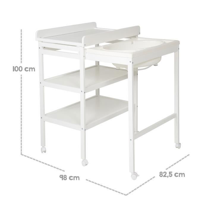 Table à langer extensible avec baignoire - ROBA - BABY POOL - Matelas à langer 'Roba Style' gris inclus - Blanc