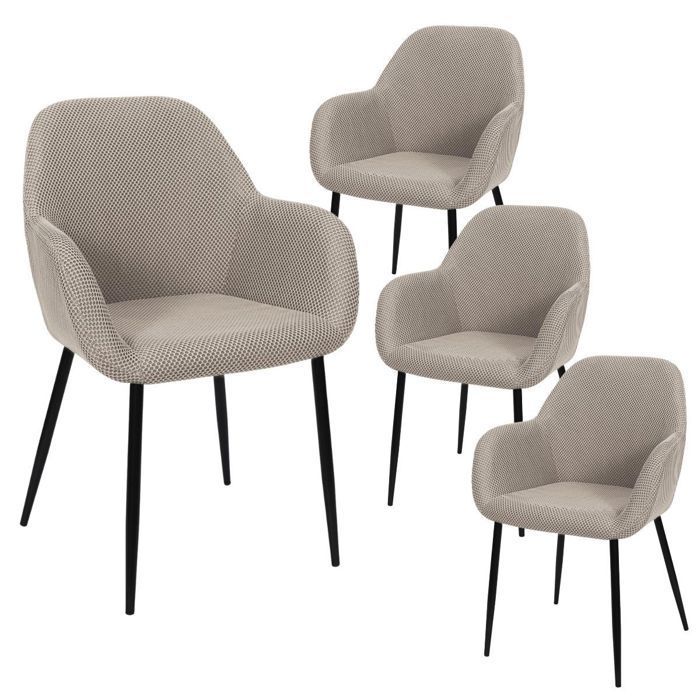 Juego de 4 sillas de comedor en tejido de malla texturizada 3D gris - ELECTRON
