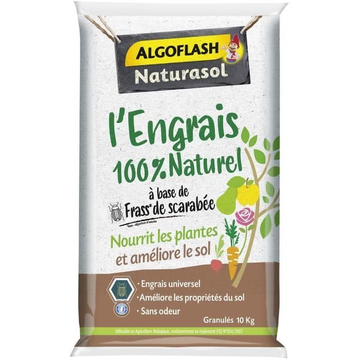 ALGOFLASH NATURASOL Engrais 100% Naturel Complet à base de Fass de Scarabée - 10 kg