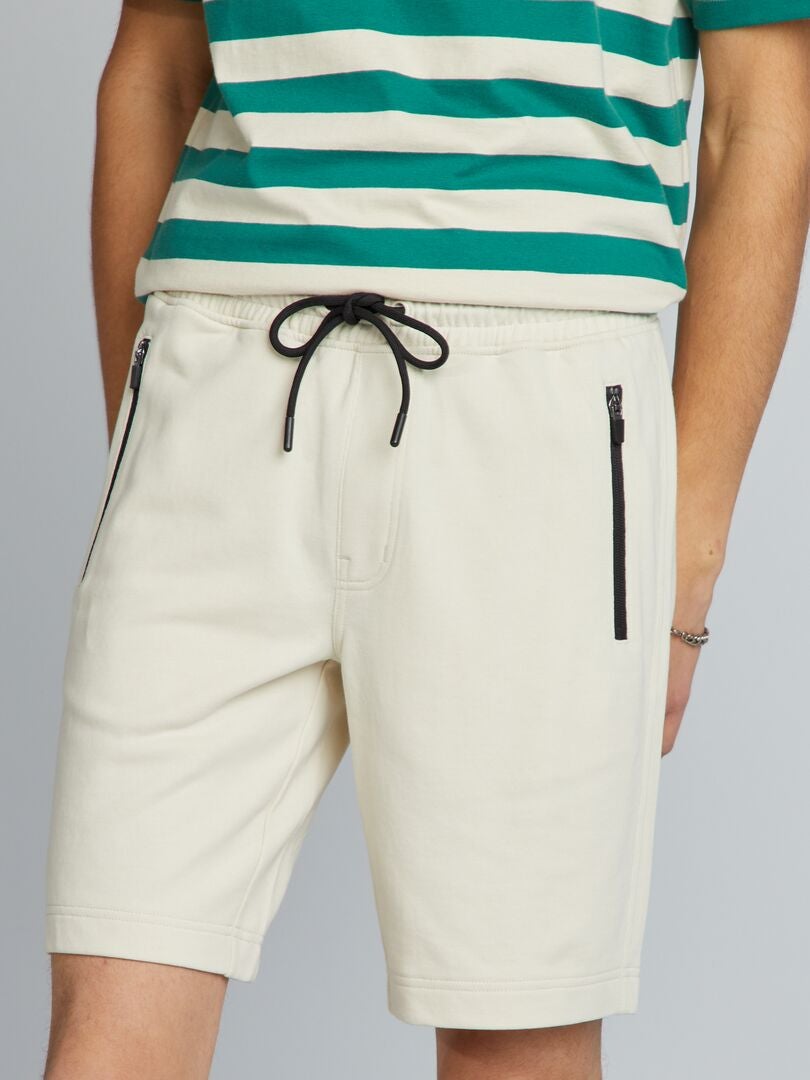 Pantalones cortos de algodón en contraste - beige