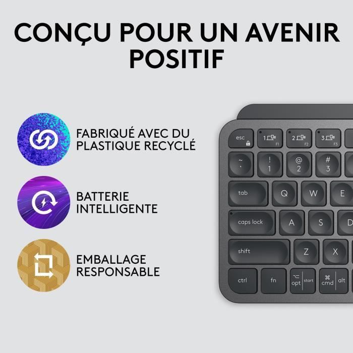 Teclado inalámbrico Logitech MX Keys Mini - AZERTY - Retroiluminado - Negro