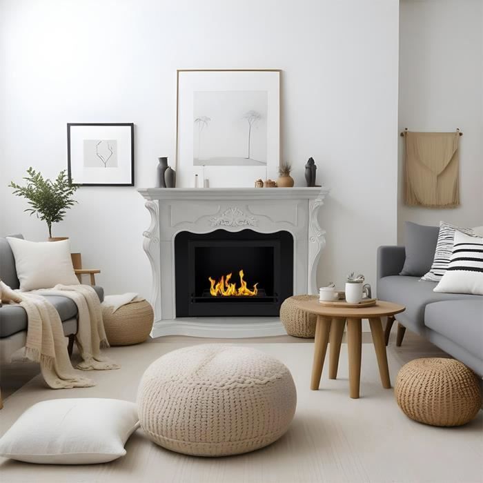 Chimenea de bioetanol - Parigi - Marco blanco clásico - Ecológica - Diseño elegante