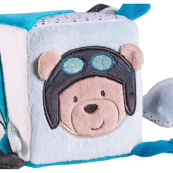 Cubo de actividades de terciopelo azul - Sauthon - Lazare - Anillos de dentición - Para bebés varones a partir de 1 mes de edad