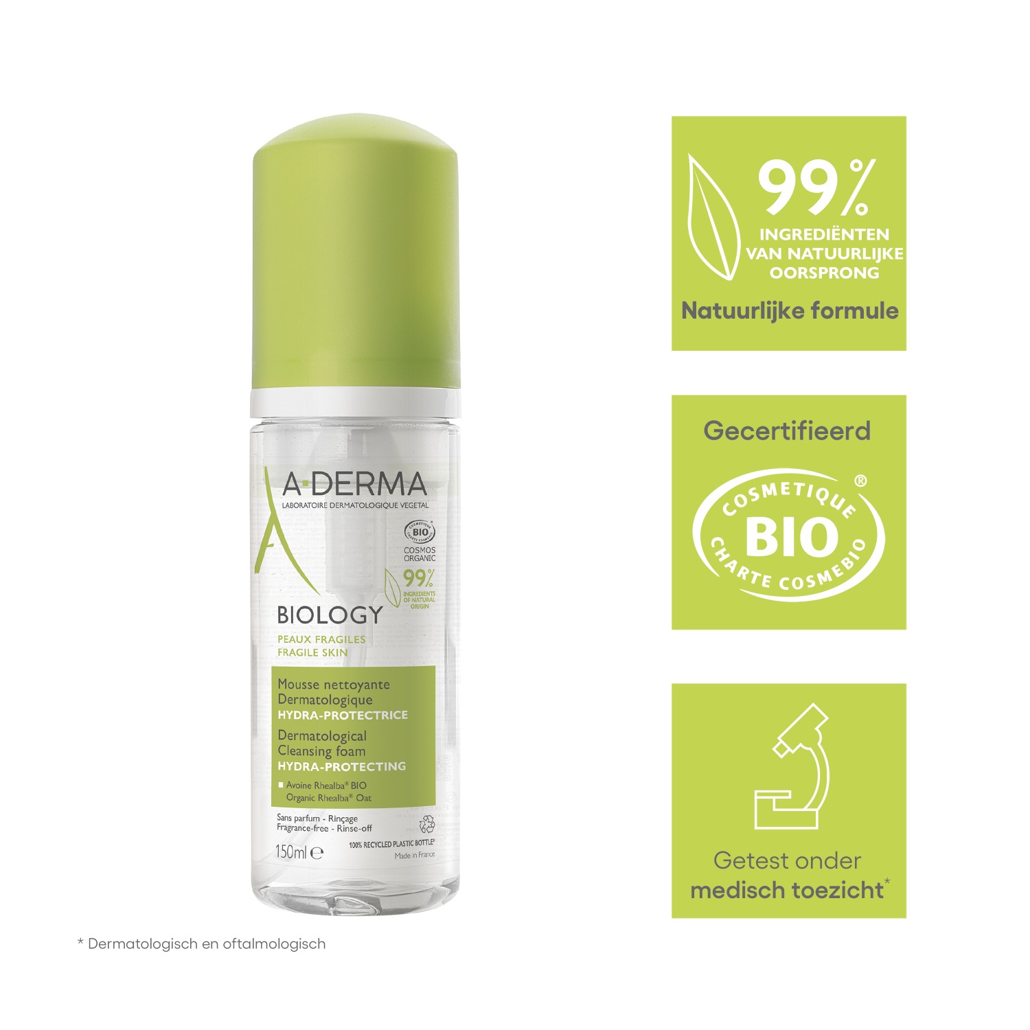 Espuma limpiadora dermatológica A-DERMA Biology - 150 ml