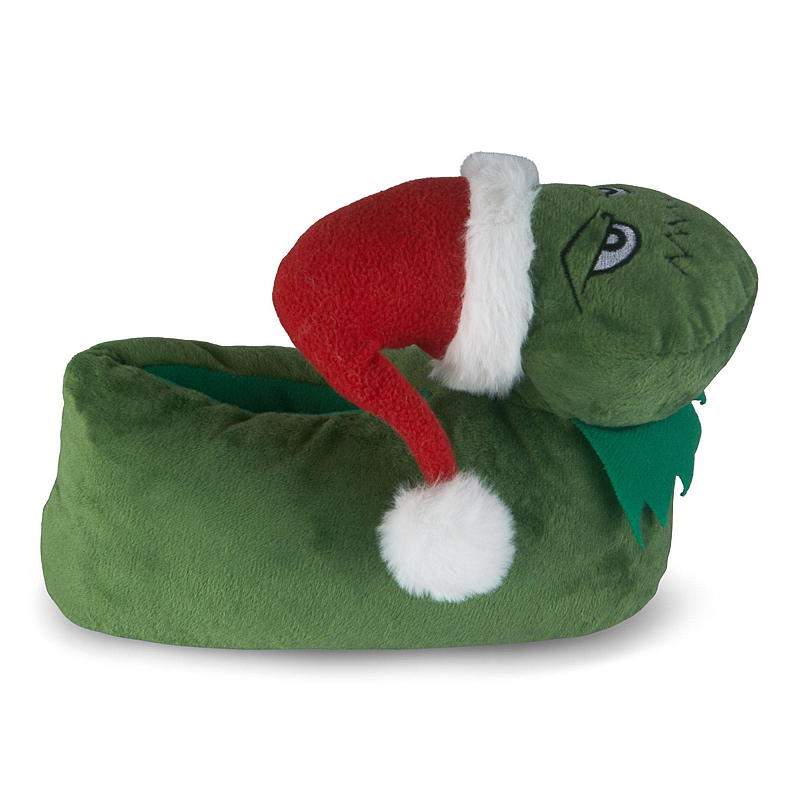 Time 2 Change Pantofole natalizie taglia 30-37 verdi con cappello di Babbo Natale