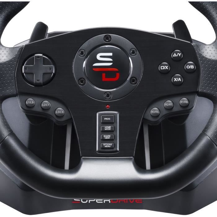 Volant de course - SUPERDRIVE - GS850-X - Levier de vitesse manuel - 3 pédales - Palettes - PS4 / Xbox