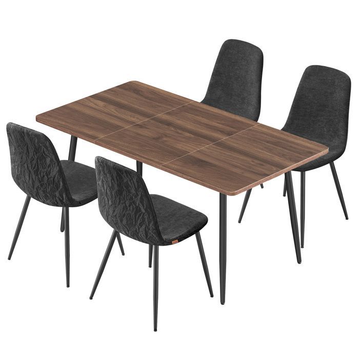 Juego de comedor - Nogal natural - Gris pizarra - Montaje rápido - Patas ajustables - Fácil limpieza