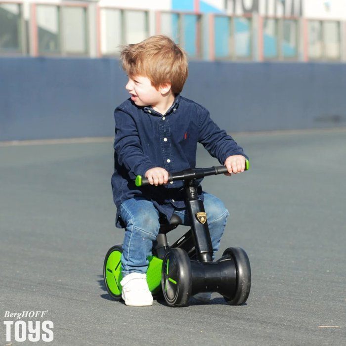 Lamborghini Draisienne Bébé 1 à 3 ans - Vert - 4 Roues Stables - Licence Officielle - Cadre Aluminium - Aide à l'Équilibre - 30kg