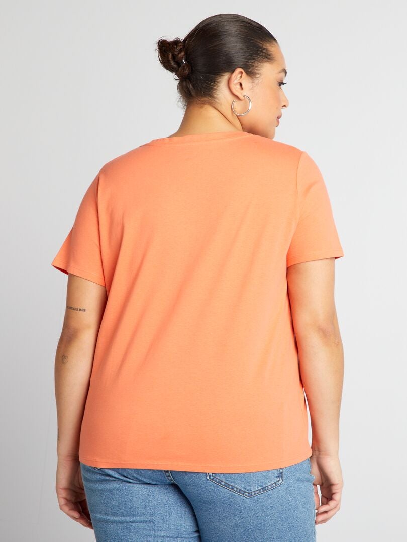 V-hals jersey T-shirt - ROZE