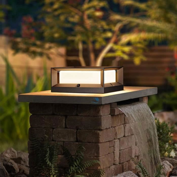 Lampada da esterno a paletto in alluminio nero - Applique da giardino - Impermeabile IP55 - 22x22x10 cm