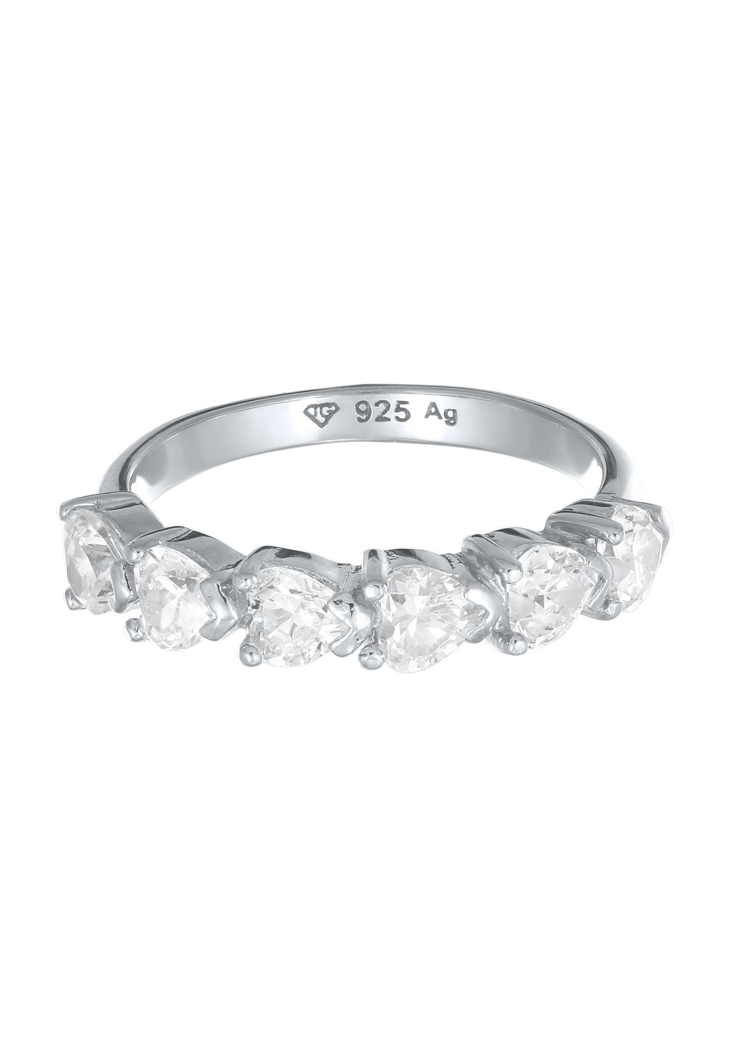 Elli Bague avec Pierres Femmes Coeur Zirconia Blanc Argent Sterling 925 Saint Valentin