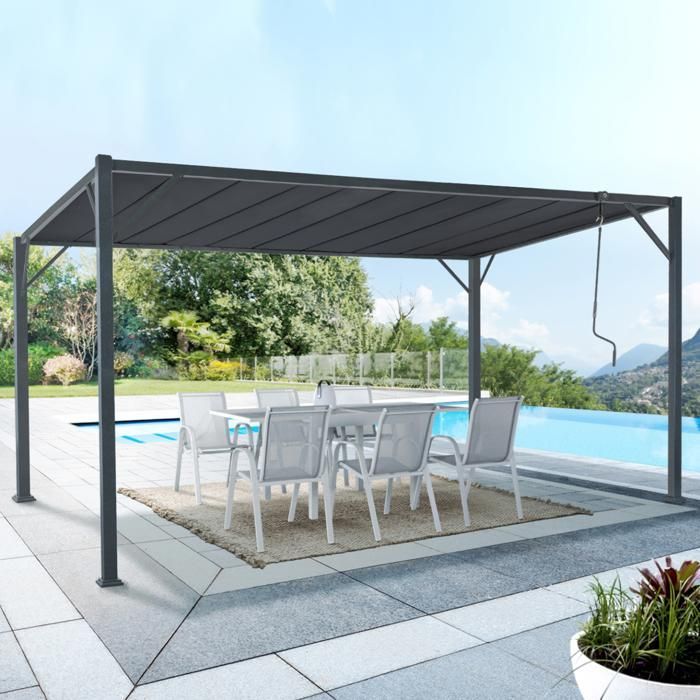 IDMARKET Pergola lames orientables 3x4 M gris anthracite