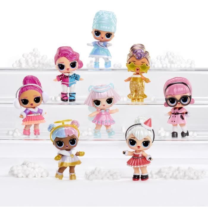 Muñeca coleccionable - MGA - Tótem de nieve invernal - 7,5 cm - Sorpresa mágica de nieve - 7 accesorios
