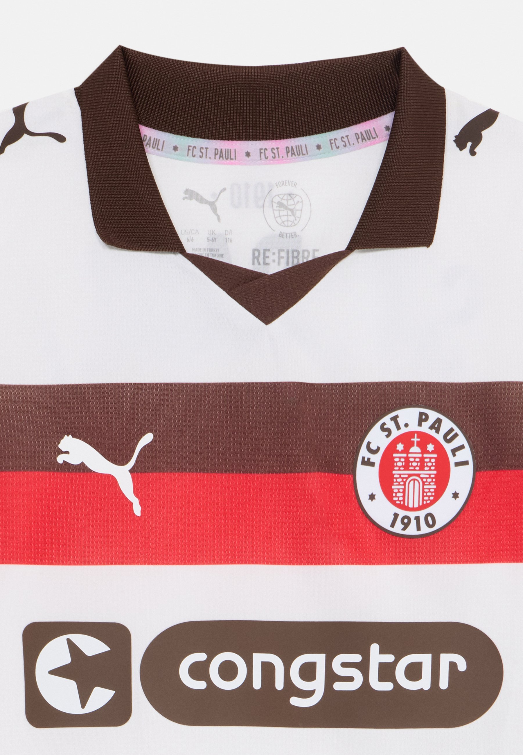 Puma FC ST. PAULI UIT UNISEX - Sport T-shirt - wit/espressobruin