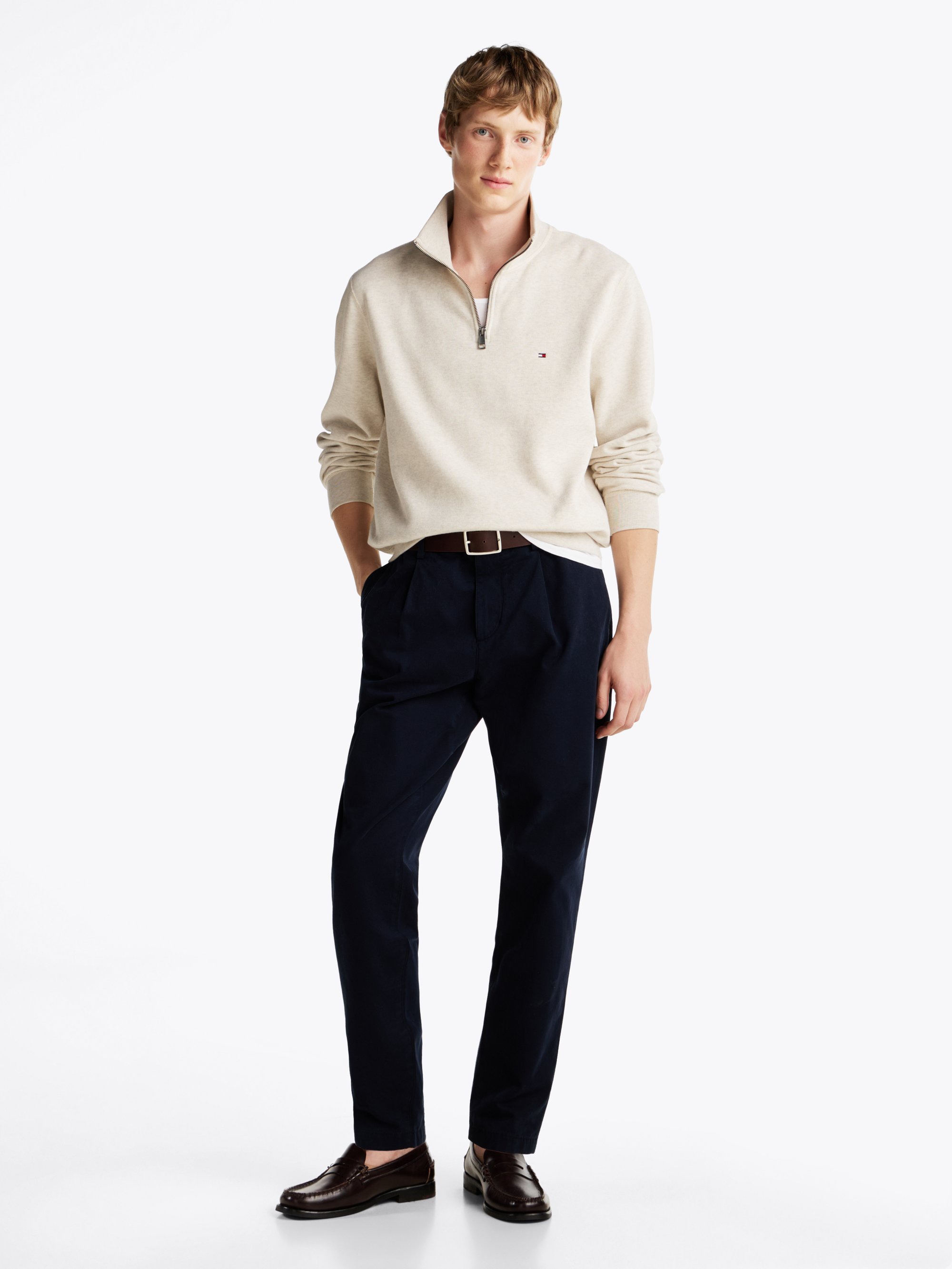 Sweat-shirt Tommy Hilfiger ESSENTIAL ZIP - couleur lait d'avoine