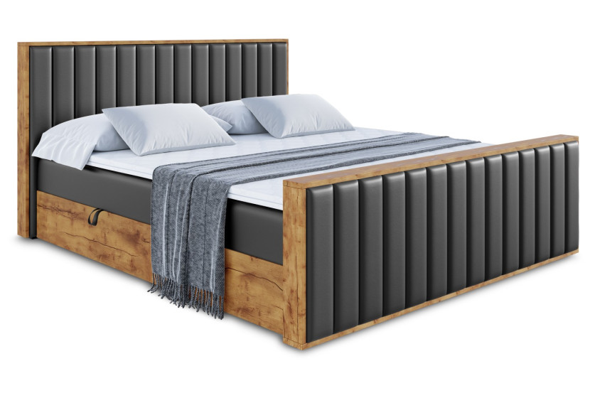 Łóżko kontynentalne z pojemnikiem i materacem H4 - LOLLI4-Z - 120x200 cm