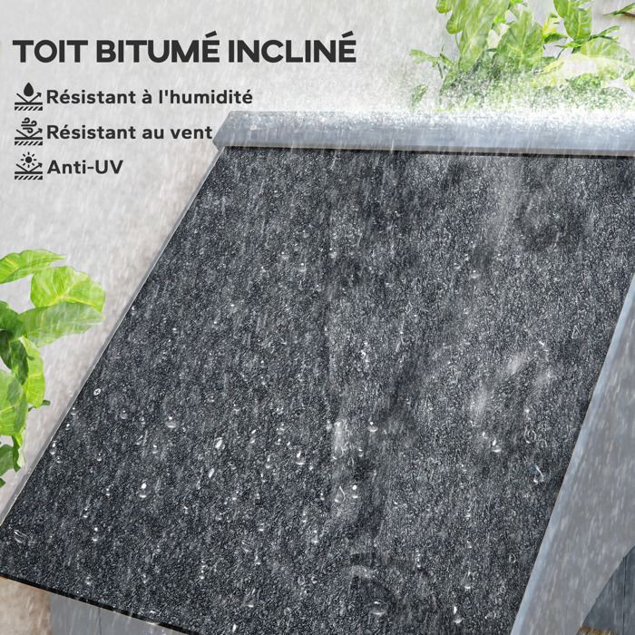 Caseta de jardín de madera - Outsunny - Caseta de jardín, cobertizo para herramientas, cabaña de madera con techo de betún - Gris - 77,5 x 54,2 x 179,5 cm