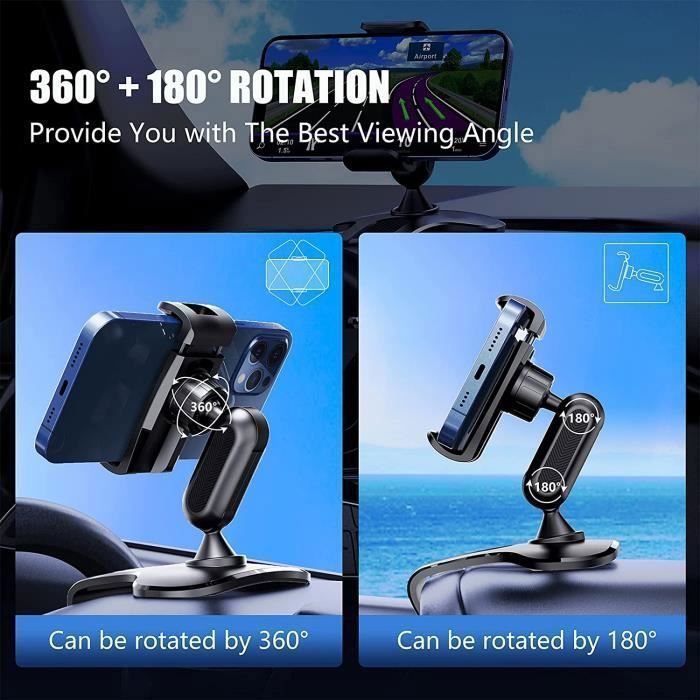 Suporte para celular veicular - LECOO - Universal - Rotação 360° - Compatível com celulares de 4 a 7 polegadas - Preto