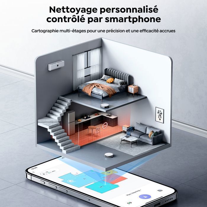 Laresar L10-Aspirateur Robot Laveur 3 en 1 -6500Pa/180 min-SoF LiDAR Navigaton-WiFi/Alexa/APP-Poils d’animaux-Tapis