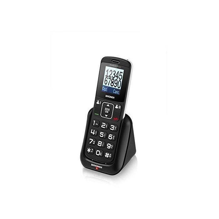 Brondi Amico Home Téléphone Portable GSM pour Personnes âgées avec Grandes Touches, Bouton SOS et Fonction à Distance, Double SIM,