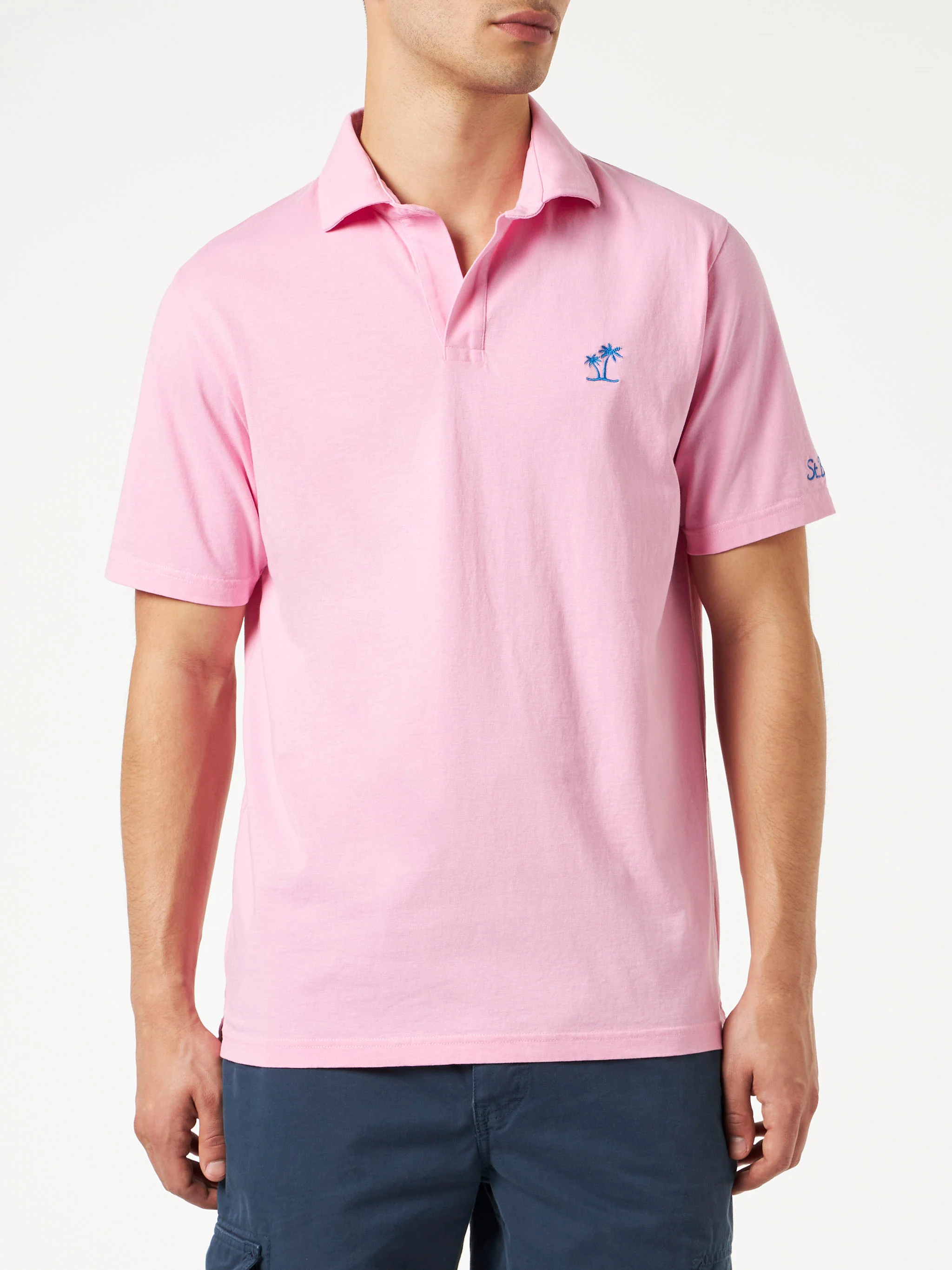 Roze katoenen poloshirt voor heren
