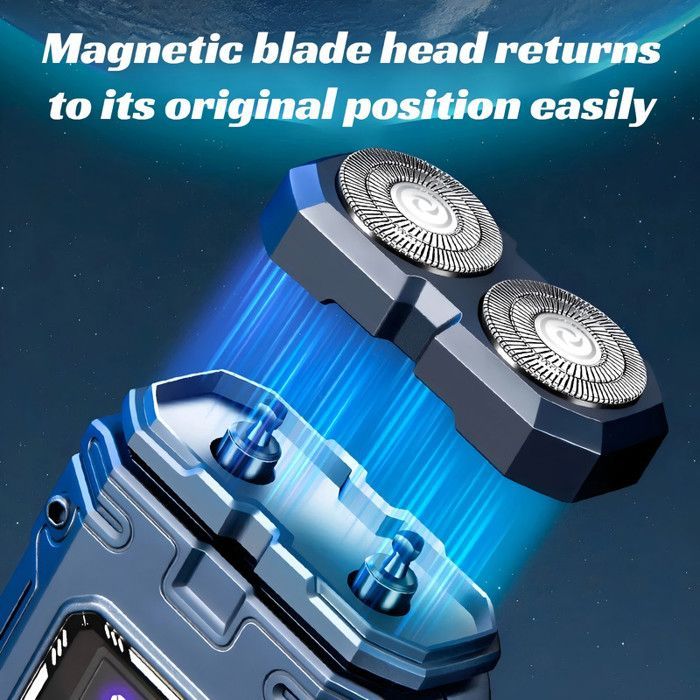 Rasoir électrique pour homme, rechargeable, étanche IPX7, avec tête magnétique pour barbe fermée, Gris