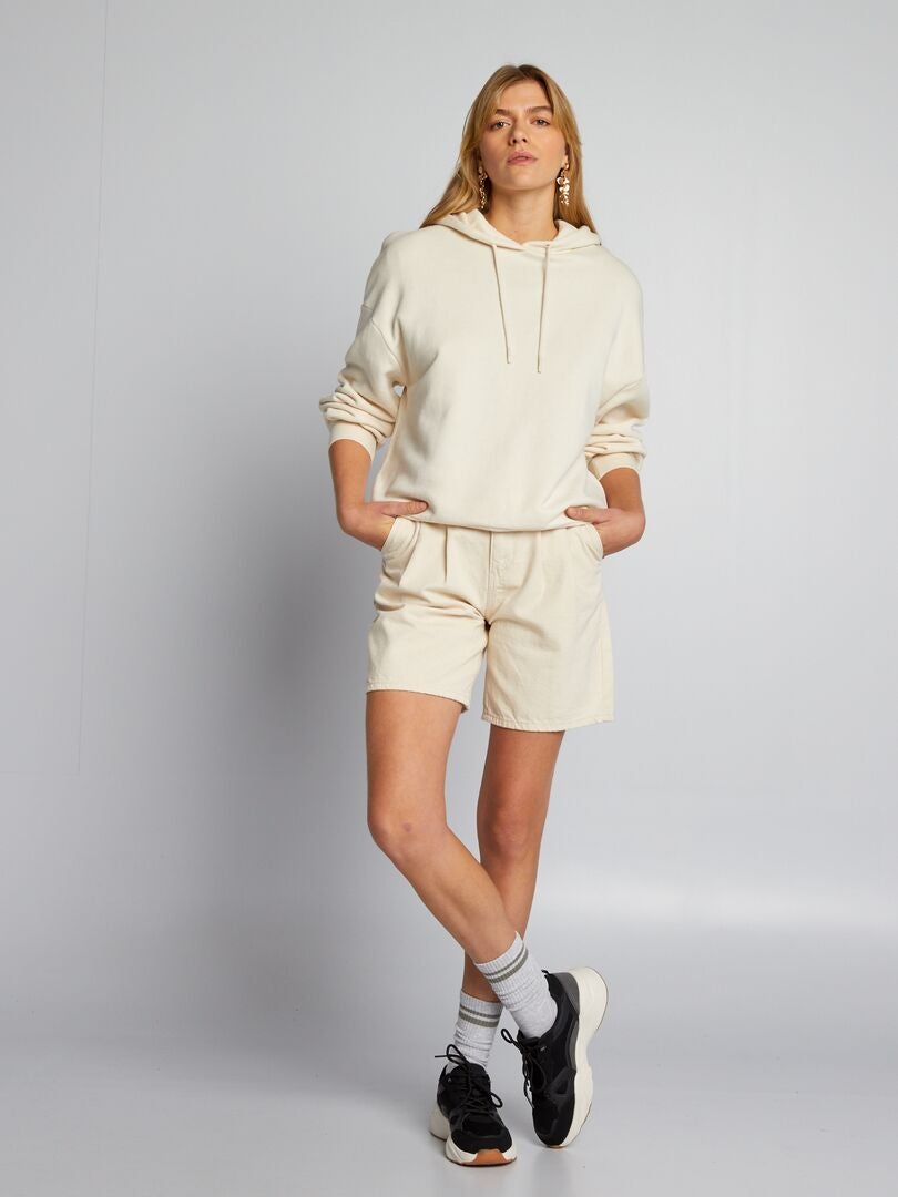 Fleece hoodie - BEIGE