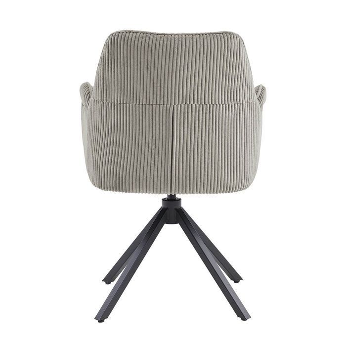 DELIA - Juego de 2 sillas de comedor giratorias en tela de pana beige
