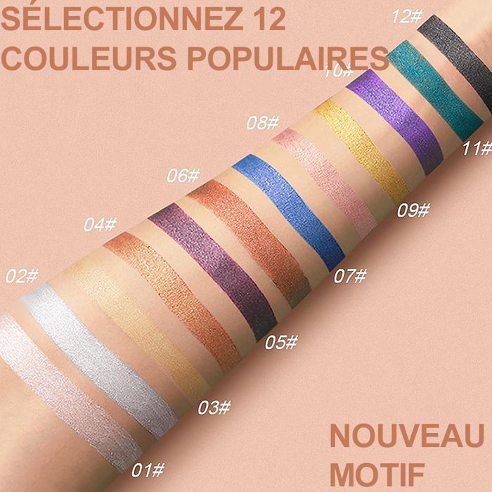 Set de sombras de ojos en barra, 12 lápices delineadores de ojos con purpurina de colores, maquillaje de ojos de larga duración y resistente al agua.