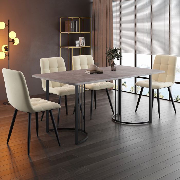 Conjunto de jantar New Premium Sense (5 peças), mesa de jantar com 4 cadeiras, mesa de jantar moderna para cozinha, 140 × 80 cm
