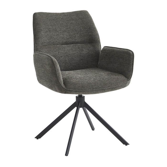 CARLOTTA - Set of 4 Swivel Dining Chairs, Anthracite Grey Fabric