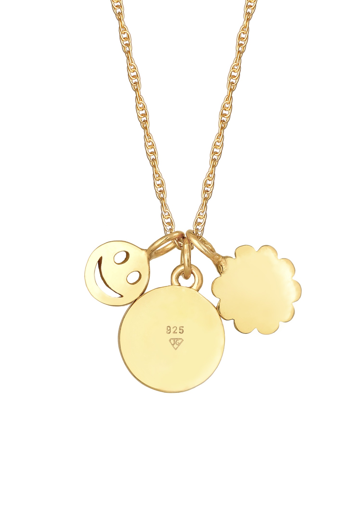 Elli Disque de Fleurs avec Smiling face Lettre L en Argent Sterling 925