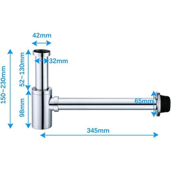 Tubo de desagüe universal para lavabo de 32 mm (1-1/4