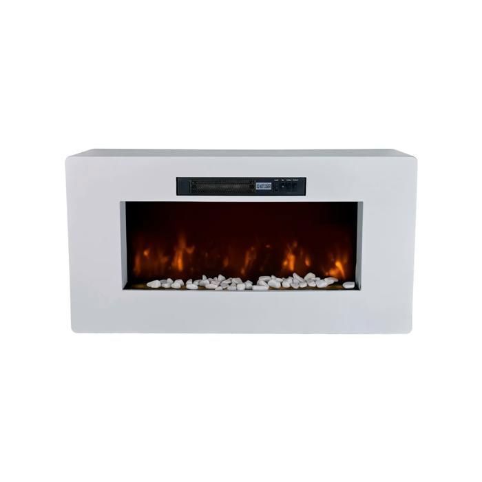 CHEMIN'ARTE - Chimenea eléctrica independiente Méribel de 100 cm con efecto de llama LED y calefacción regulable.