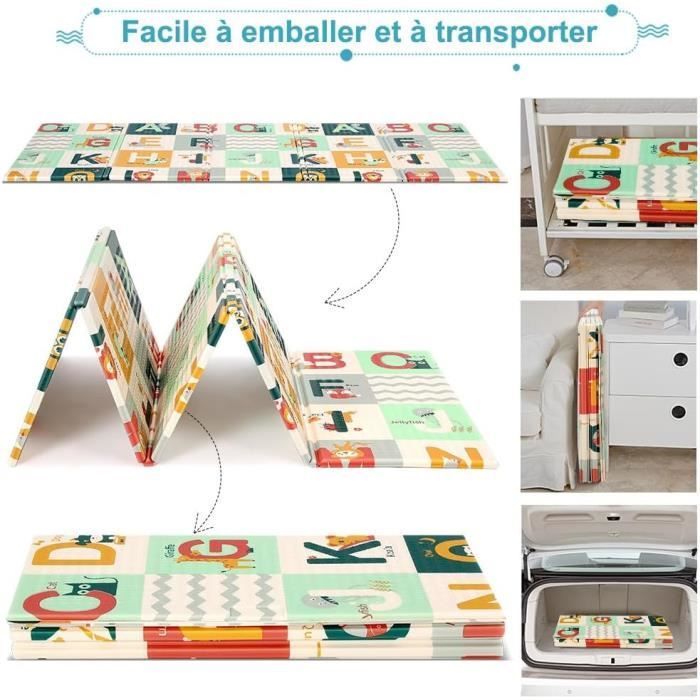 Alfombra de juegos para bebés, alfombra de actividades y juegos plegable para bebés, alfombra de espuma plegable y gruesa, 180x200x1cm