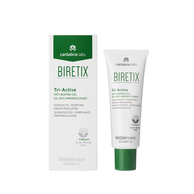 Biretix Tri-Active Anti-Blemish -geeliseerumi, epäpuhtauksia ehkäisevä ja säätelevä geeli, 50 ml