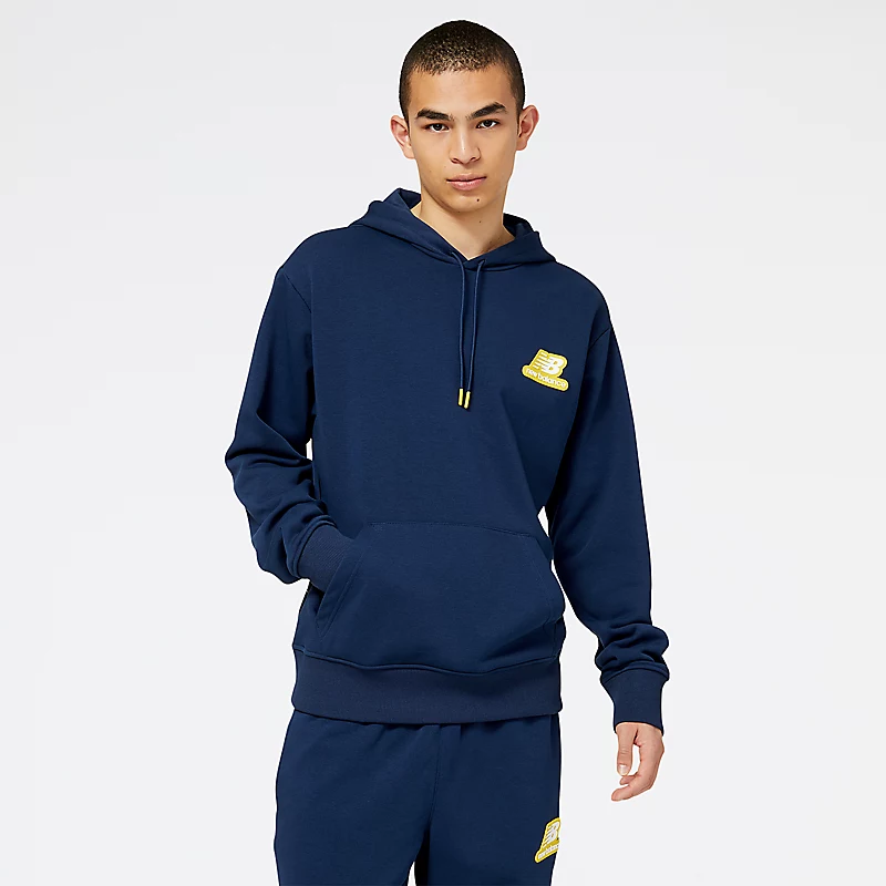 Men's NB Essentials Stacked Rubber PO Hoodie - Natural Indigo