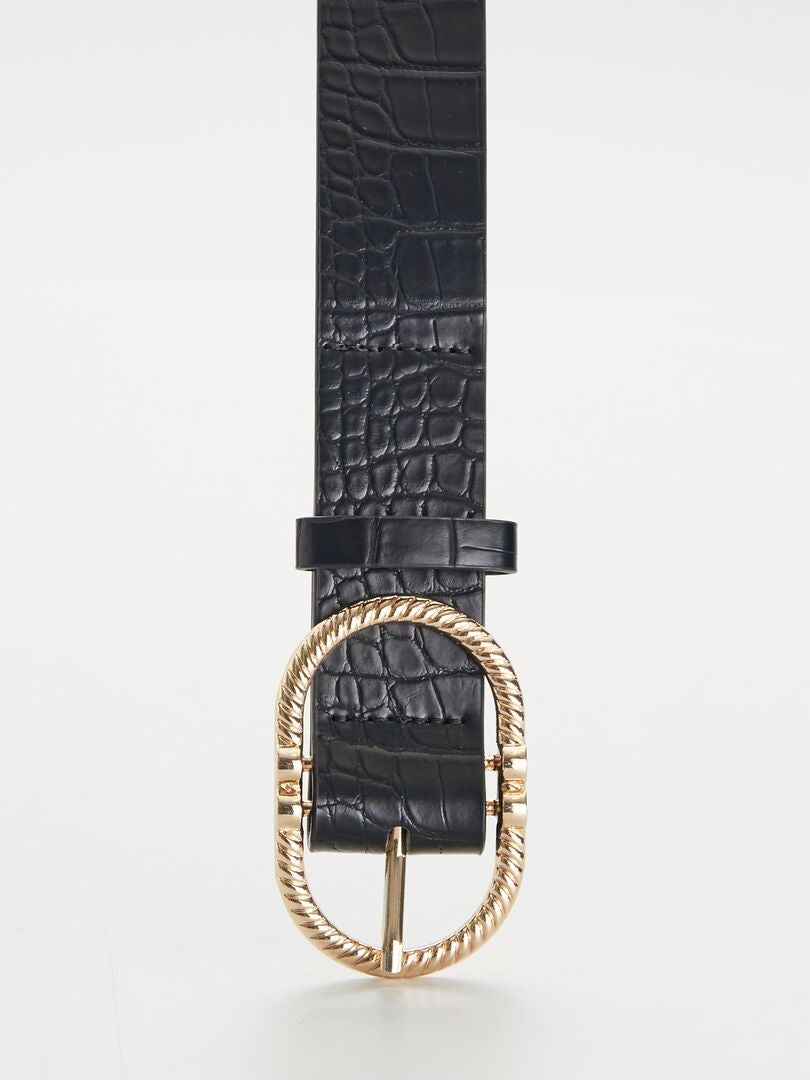 Riem met krokodillenprint - ZWART