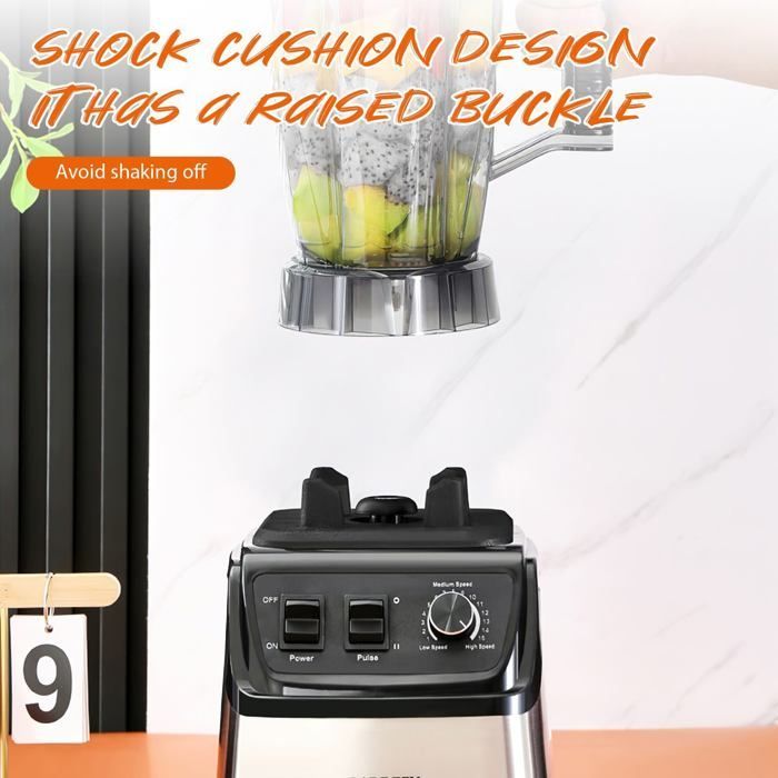 Blender - 9500 W - 15 Vitesses - Mixeur 3 en 1 - 3L+1.5L+0.5L - lames en acier inoxydable - Nettoyage Automatique - robot mixeur