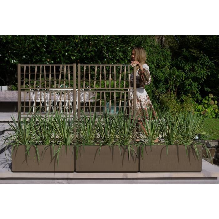 STEFANPLAST ETHICA Rechteckiger Blumenkasten/Pflanzkasten 80 cm mit Rankgitter - 80 x 36 x 140 cm (H) - Taupe