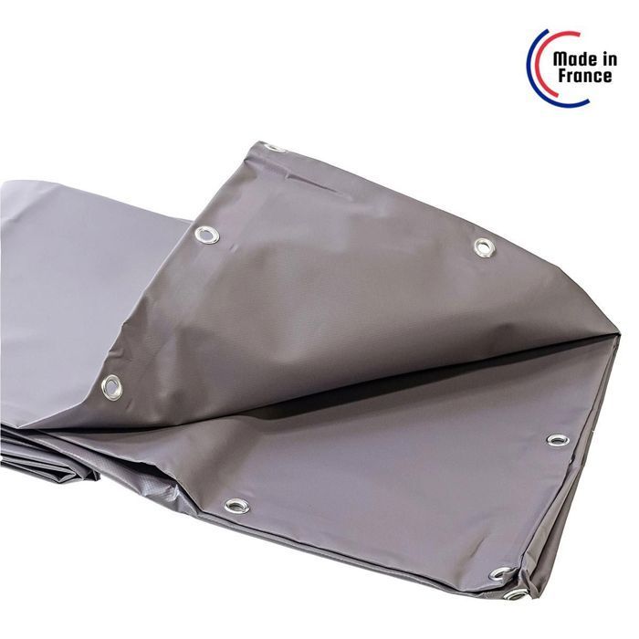TECPLAST Bâche pour Carport Grise 10x15 m XP640CP - Garantie 10 ans - Toile PVC étanche pour abri de voiture - Made in France