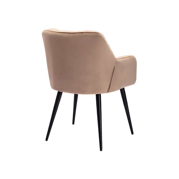 Lot de 6 chaises  avec accoudoirs - Velours et métal - Beige - PEGA