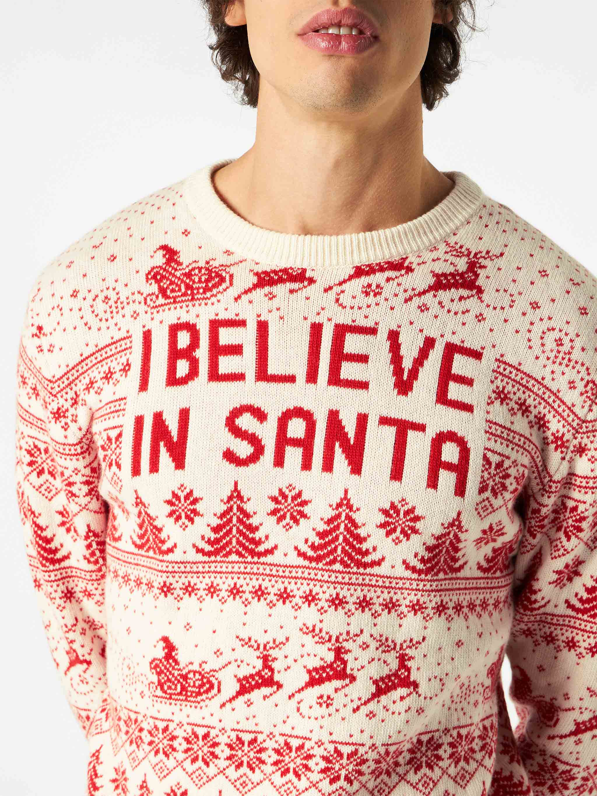 Jersey blanco de hombre con estampado navideño
